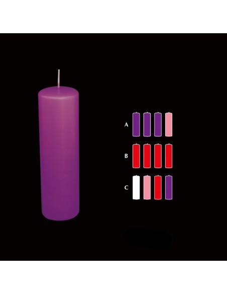 Candele d'avvento colorate lucide 60 mm 4 pz.