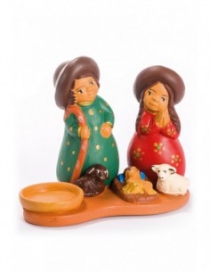 Nativit con portacandele in terracotta