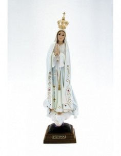 Statua madonna di fatima in resina con corona dorata 35 cm