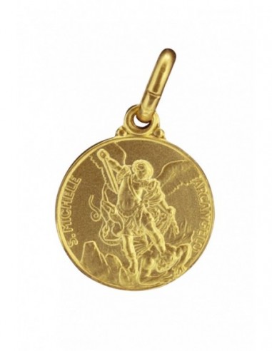Medaglia di san Michele Arcangelo in argento bagnata oro